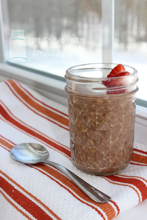 Nutella & oatmeal breakfast in a jar recipe ready to eat