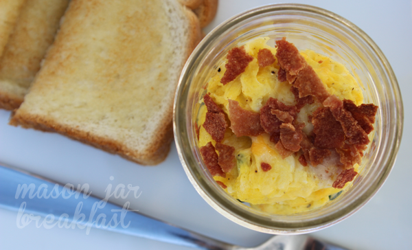 bacon and eggs in a jar ready to eat